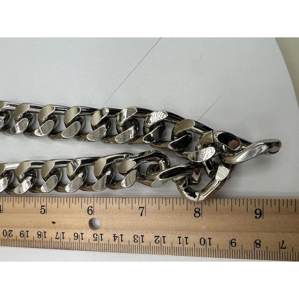Silver Tone Chunky Thick Chain Necklace - Picture 10 of 10
